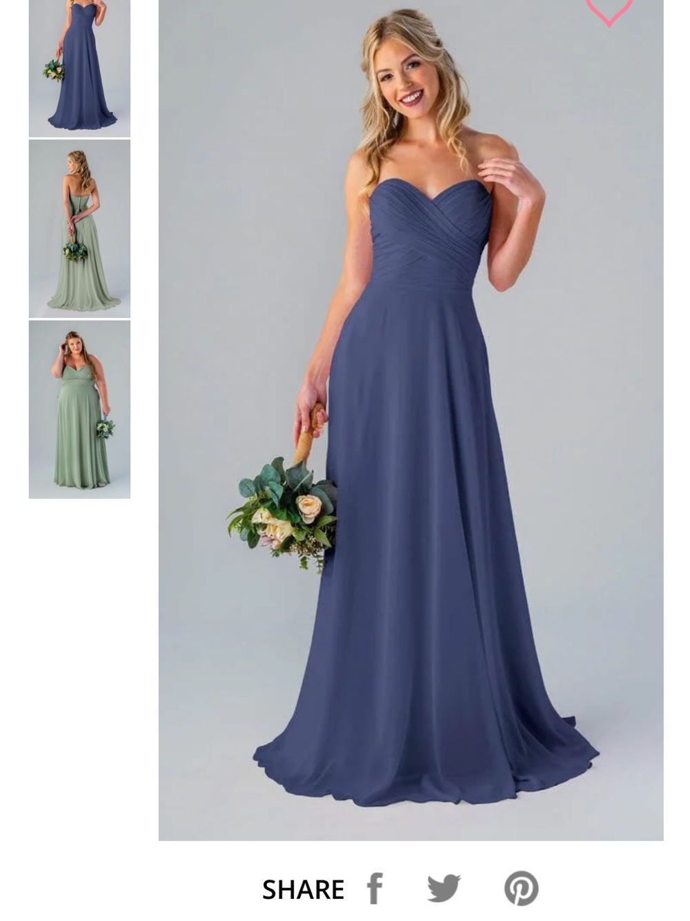 LISA. Chiffon, A-Line, Sweetheart Dress. Storm blue